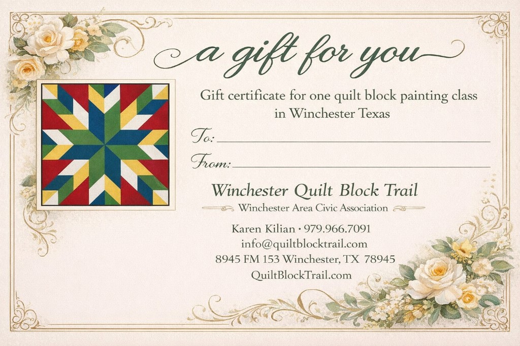 Winchester Quilt Block Trail Gift Certificate